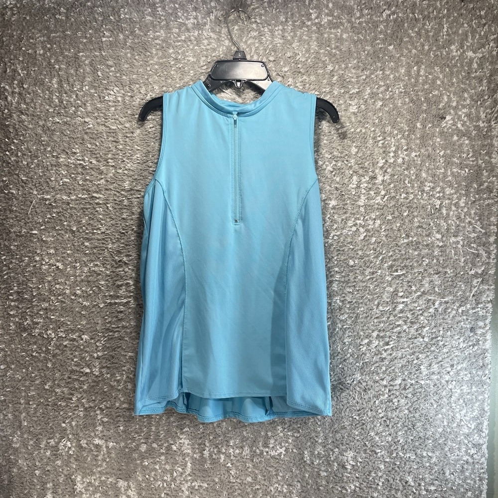 Lucky In Love Women Blue Top M, 8, 10 1/4 Zip Polyester Athletic Sporty READ